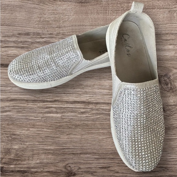 Carlos by Carlos Santana Silver Sutton Studded Rhinestone Slip On Sneake… - Picture 1 of 10